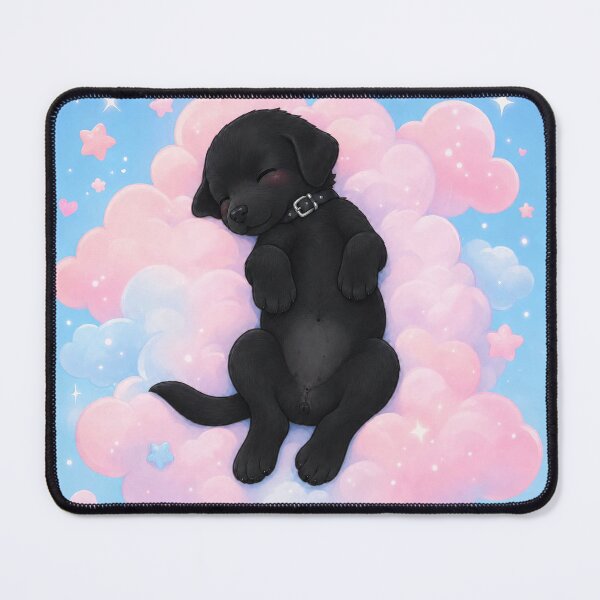Item preview, Sleeping Black Labrador Puppy in Pink Clouds designed and sold by Luna & Cleo Creative.