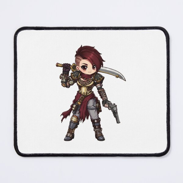 Item preview, hunter girl steampunk with long sword anime dnd art original art character design designed and sold by sabartgunpla.