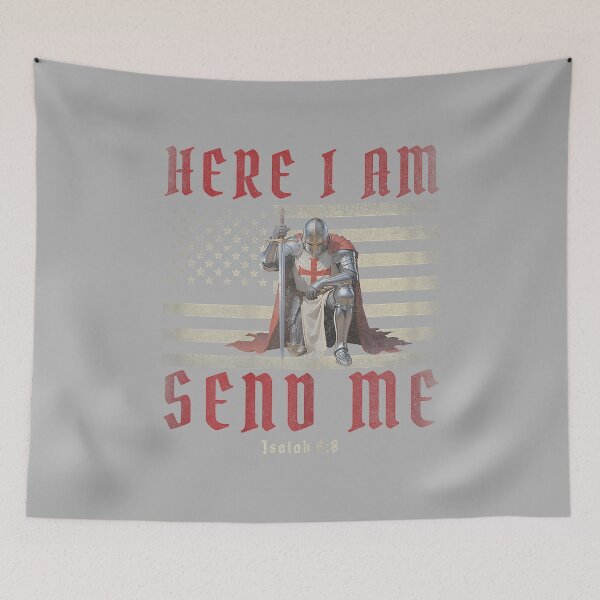 Item preview, Here I Am Send Me Knights Templar Crusader American Flag designed and sold by ArleneRowe.