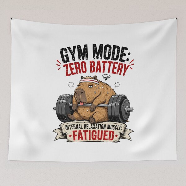 Item preview, Gym Mode Zero Battery Capybara | Funny Workout & Fitness designed and sold by Dazzle-Sizzle.