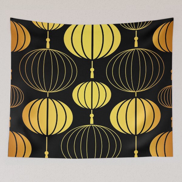 Item preview, Asian Art Deco Gold-Hues Gradient Paper Lantern Pattern designed and sold by DEC02.
