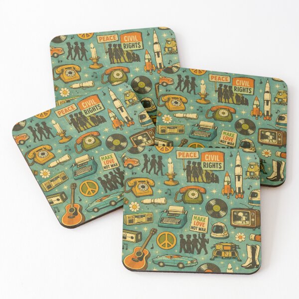 Item preview, 1960s History Pattern – Retro Peace, Space, and Culture Design designed and sold by Shadowframe Studios.