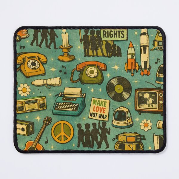Item preview, 1960s History Pattern – Retro Peace, Space, and Culture Design designed and sold by Shadowframe Studios.