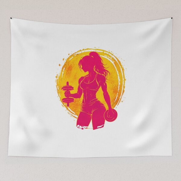 Item preview, Retro Gym Girl Fitness Silhouette Vintage Workout Sunset Design designed and sold by Digistore1221.