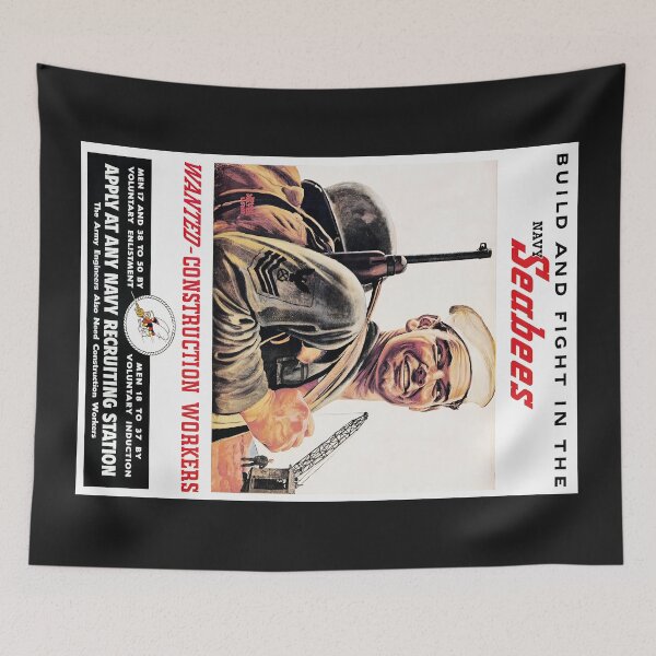 Item preview, Like - New US Navy Seabees Recruitment Print From WWII designed and sold by Vintage Poster Supply.