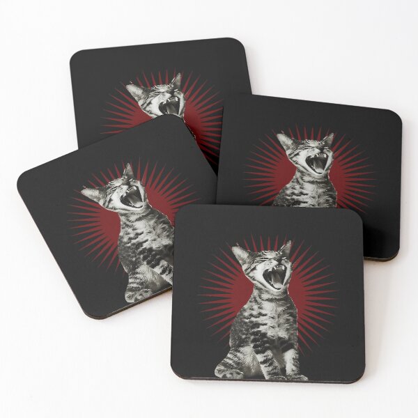 Item preview, Yawning Tabby Cat In Front Of Red Sunburst Pattern designed and sold by Teesuno.