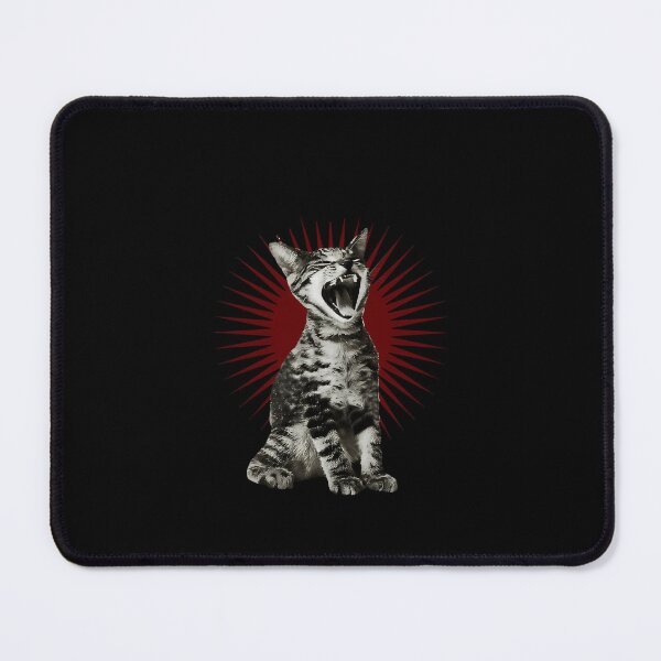 Item preview, Yawning Tabby Cat In Front Of Red Sunburst Pattern designed and sold by Teesuno.