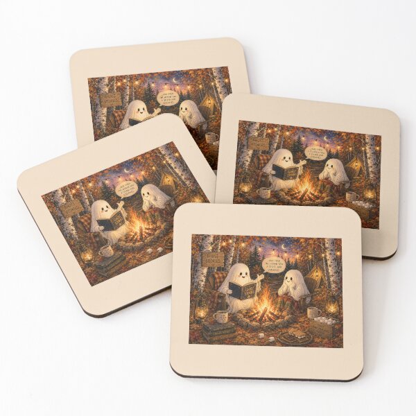 Item preview, Ghost Stories Around the Campfire | Cozy Watercolor Halloween Art designed and sold by Novel Works Studio.