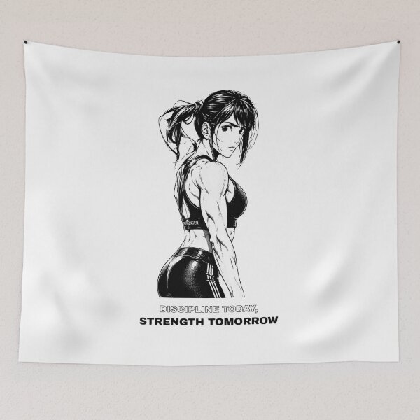 Item preview, Anime Gym Girl Discipline Today Strength Tomorrow Fitness Design designed and sold by Digistore1221.