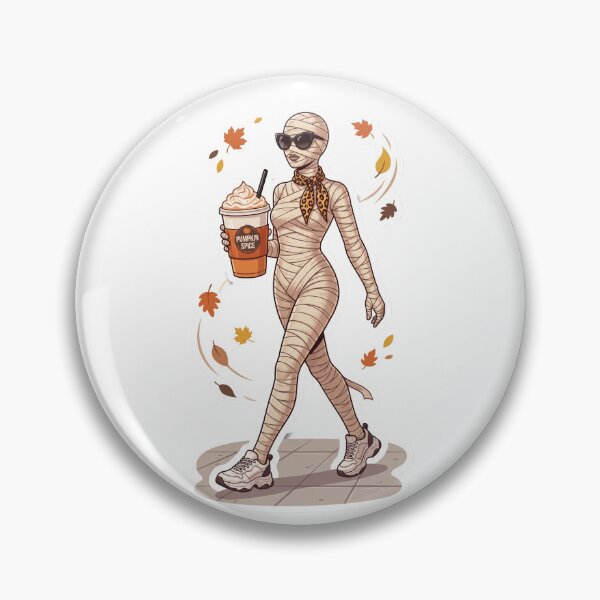 Item preview, Fashion Mummy Strutting with Pumpkin Spice Latte - Fall Sticker Art designed and sold by Ink & Void Co..