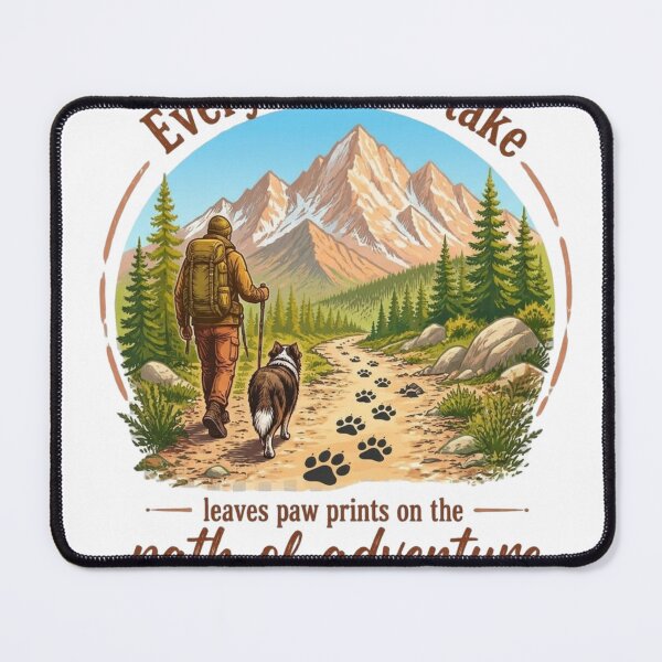 Item preview, Hiking With Dog Mountain Trail Paw Prints Outdoor Adventure designed and sold by LavIsInTheAir.