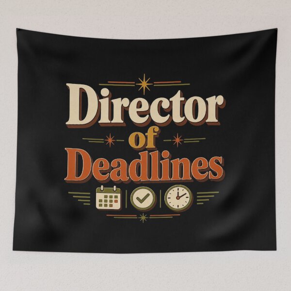 Item preview, Director of Deadlines | Funny Office Humor Retro Typography Design designed and sold by Irene Catchmind.