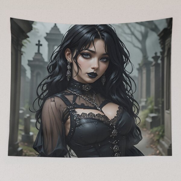 Item preview, Hot Halloween Anime Goth Girl Waifu 404 designed and sold by Your New Fixation.