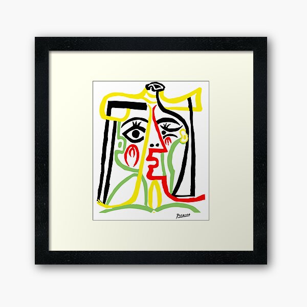 Pablo Picasso, Jacqueline with Straw Hat 1962, Artwork for Posters Prints Tshirts Women Men Kids Framed Art Print