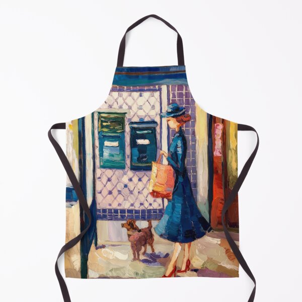 Item preview, "Waiting with her Dog" - French Bus Stop Wall Art designed and sold by CARRAANN.