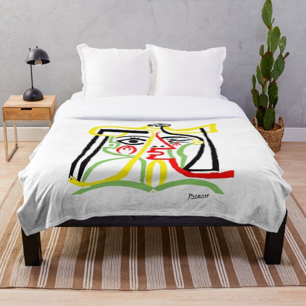 Pablo Picasso, Jacqueline with Straw Hat 1962, Artwork for Posters Prints Tshirts Women Men Kids Throw Blanket