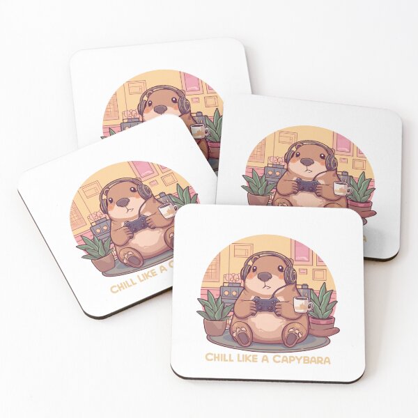 Item preview, Cute Capybara Gamer Drinking Coffee Retro designed and sold by staywith resa.