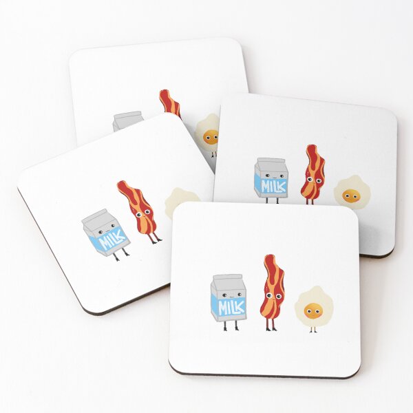 Item preview, The Cute Breakfast Club Kawaii Milk Bacon Egg Illustration designed and sold by HausOfGrooves.