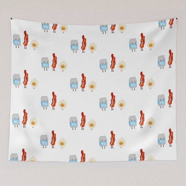 Item preview, The Cute Breakfast Club Kawaii Milk Bacon Egg Illustration designed and sold by HausOfGrooves.