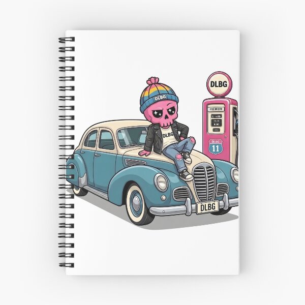 Item preview, Pink Skull Vintage Car at Gas Station by DLBG designed and sold by DLBG-STORE.