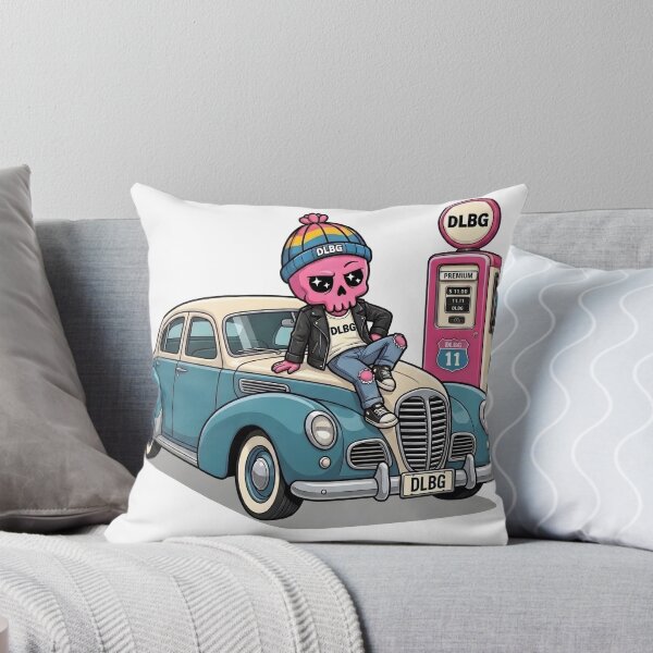 Item preview, Pink Skull Vintage Car at Gas Station by DLBG designed and sold by DLBG-STORE.