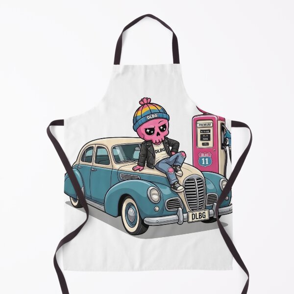 Item preview, Pink Skull Vintage Car at Gas Station by DLBG designed and sold by DLBG-STORE.