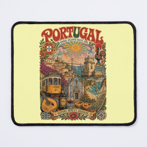 Item preview, Portugal Where Atlantic Meets Soul Vintage Travel Poster designed and sold by Skyrocketz.