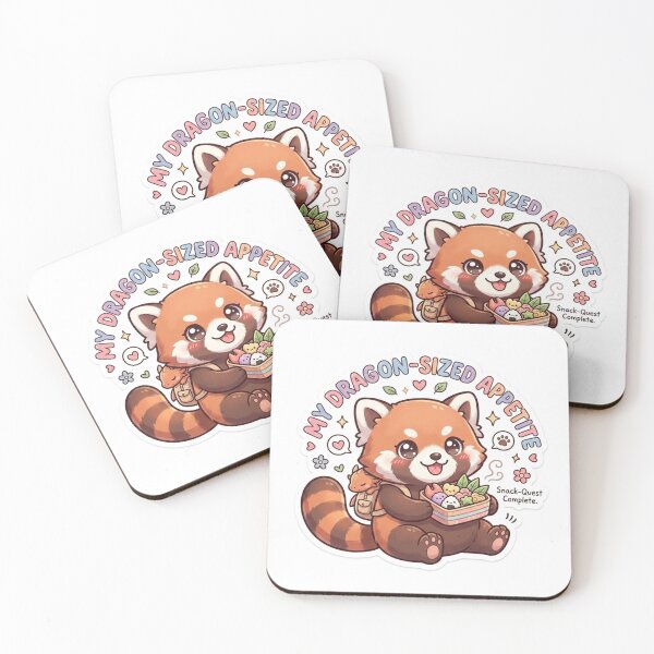 Item preview, Cute Kawaii My Dragon-Sized Appetite Red Panda Sticker | Anime Style Snack-Quest Complete Chibi Art | Bento Box Sticker designed and sold by Chipkooo.