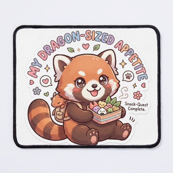 Item preview, Cute Kawaii My Dragon-Sized Appetite Red Panda Sticker | Anime Style Snack-Quest Complete Chibi Art | Bento Box Sticker designed and sold by Chipkooo.