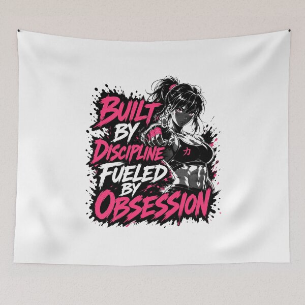 Item preview, Built by Discipline Fueled by Obsession Anime Gym Girl Fitness T-Shirt designed and sold by Digistore1221.