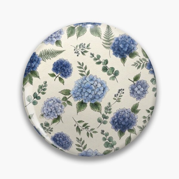 Item preview, Blue Hydrangea & Fern Botanical Pattern designed and sold by FawnFeatherCo.