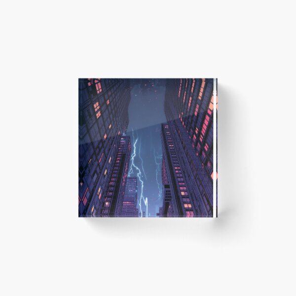 Item preview, Neon Storm: Lightning Over the Midnight City designed and sold by Vexiora.