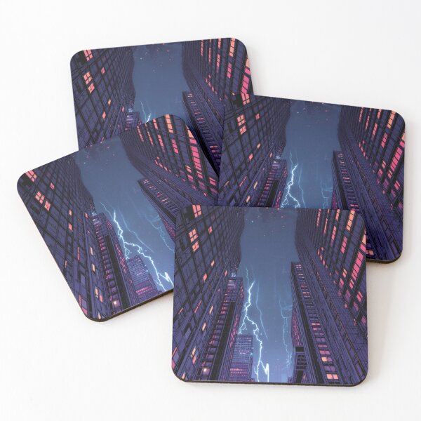 Item preview, Neon Storm: Lightning Over the Midnight City designed and sold by Vexiora.