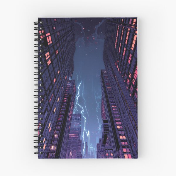 Item preview, Neon Storm: Lightning Over the Midnight City designed and sold by Vexiora.