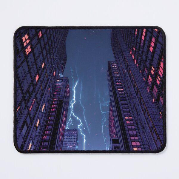 Item preview, Neon Storm: Lightning Over the Midnight City designed and sold by Vexiora.