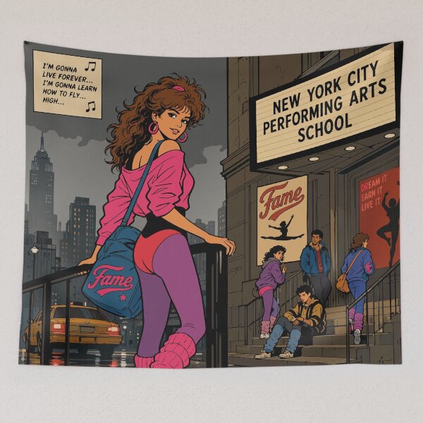 Item preview, 80s Dance School Girl New York City Retro Art designed and sold by RosieKingArt.