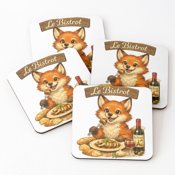 Item preview, Le Bistrot Fox Eating Ratatouille – Cute French Food Animal Illustration designed and sold by Shadowframe Studios.
