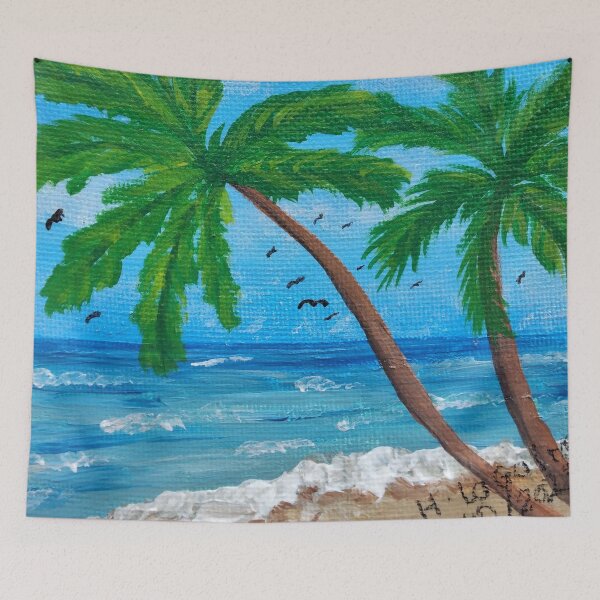 Item preview, Ocean View With Coconut Trees and Birds designed and sold by HAC Studio.