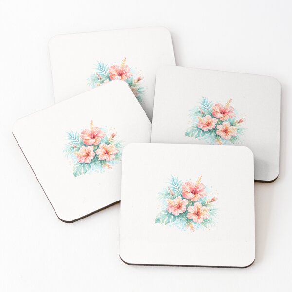 Item preview, Sea Glass Hibiscus Bouquet | Watercolor Tropical Floral Art | Botanical Flower Illustration designed and sold by IamNolmo.
