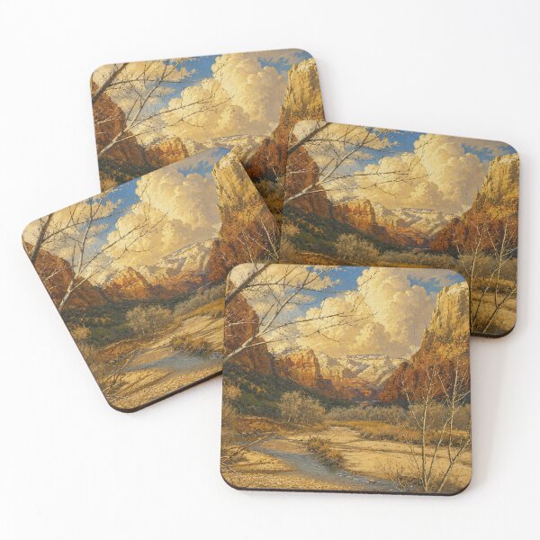 Item preview, Zion National Park — Golden Winter Canyon, Painterly Landscape designed and sold by kornkobart.