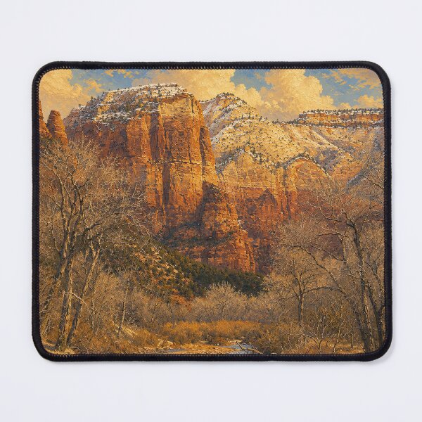 Item preview, The Watchman and Virgin River, Zion National Park — Painterly Winter Landscape designed and sold by kornkobart.