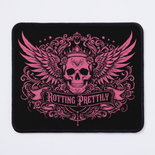 Item preview, Rotting Prettily — Pink Skull Crown Wings Gothic Art Print | Dark Feminine Punk Queen T-Shirt designed and sold by ArtofDari.