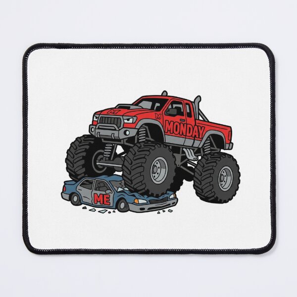 Item preview, Monday Crushing Me Monster Truck Week Survival Sticker designed and sold by NeonNerdStudio.