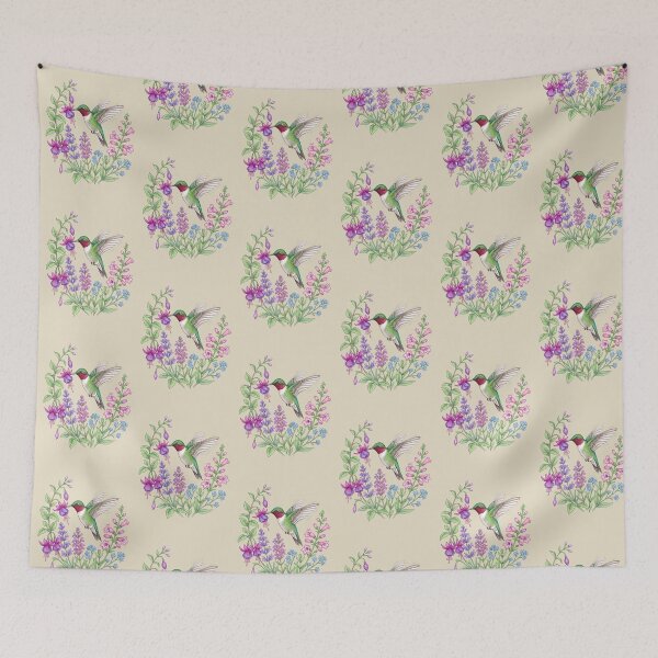Item preview, Watercolor Hummingbird with Wildflowers designed and sold by Aureluxe.