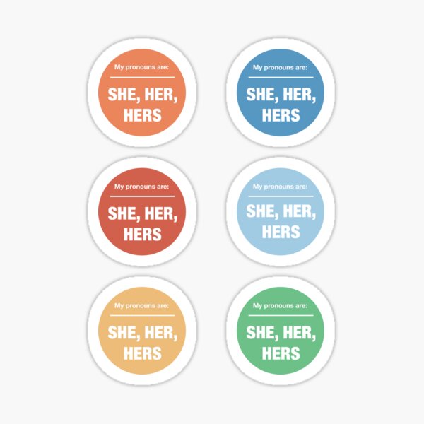 Sheher Pronoun Sticker Square Stickers Cat and Polka Dot Design Paper ...