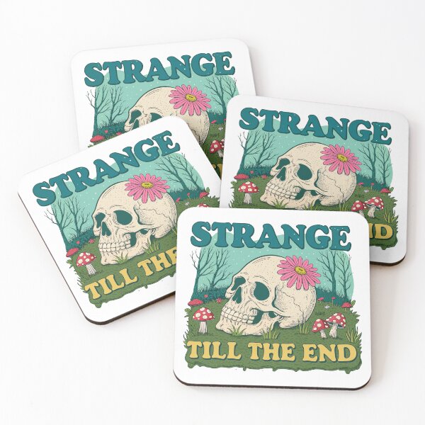 Item preview, Strange Till the End – Vintage Psychedelic Skull & Mushroom T-Shirt Design designed and sold by Truth Pixel.
