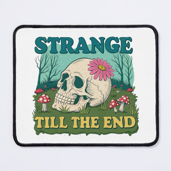 Item preview, Strange Till the End – Vintage Psychedelic Skull & Mushroom T-Shirt Design designed and sold by Truth Pixel.