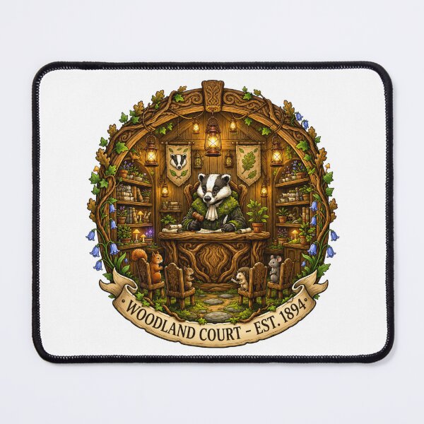 Item preview, Woodland Court | Wise Badger Judge | Enchanted Forest Tribunal | Cozy Fantasy Courtroom | Cottagecore Woodland | Storybook Animal Kingdom designed and sold by MrDev.