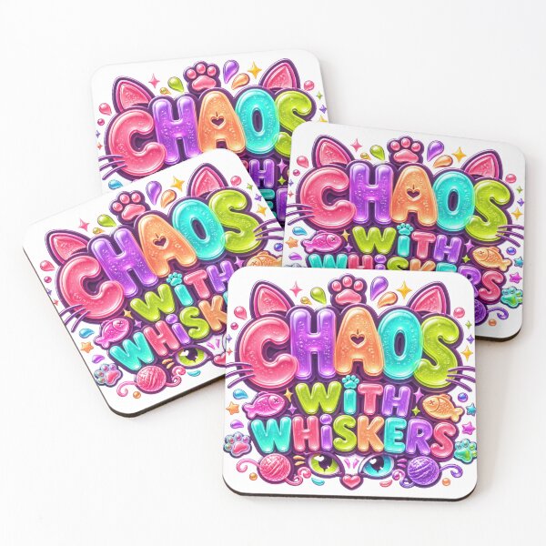 Item preview, Chaos With Whiskers Funny Cat Sticker | Cute Gummy Cat Typography | Kawaii Cat Lover Gift designed and sold by DonnaByPT.