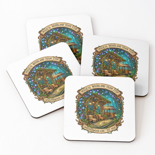 Item preview, Magical Woodland Tram Stop | Whisperwood Line | Enchanted Forest Railway | Cozy Fantasy Cottagecore | Storybook Travel | Whimsical Woodland designed and sold by MrDev.